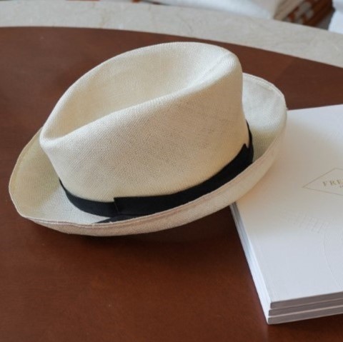 Frette Hat Borsalino for Frette, Ivory Black