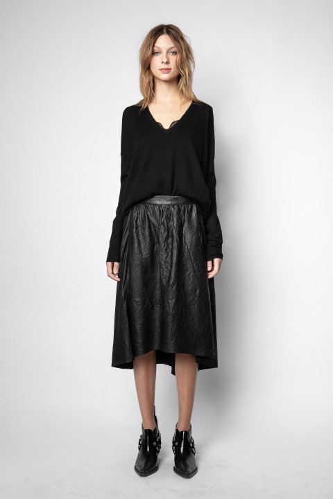 Zadig and Voltaire Joslin Crinkled Leather Skirt Iconic