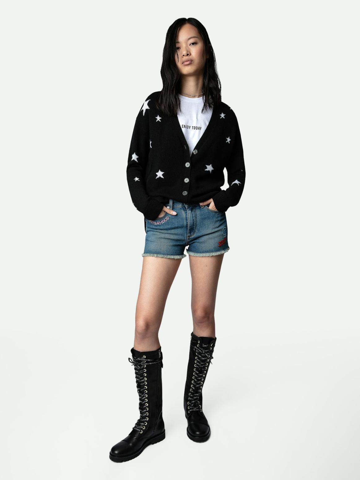 KWCA00001_NOIR_SHOOTING Zadig & Voltaire Mirka Stars Cardigan,