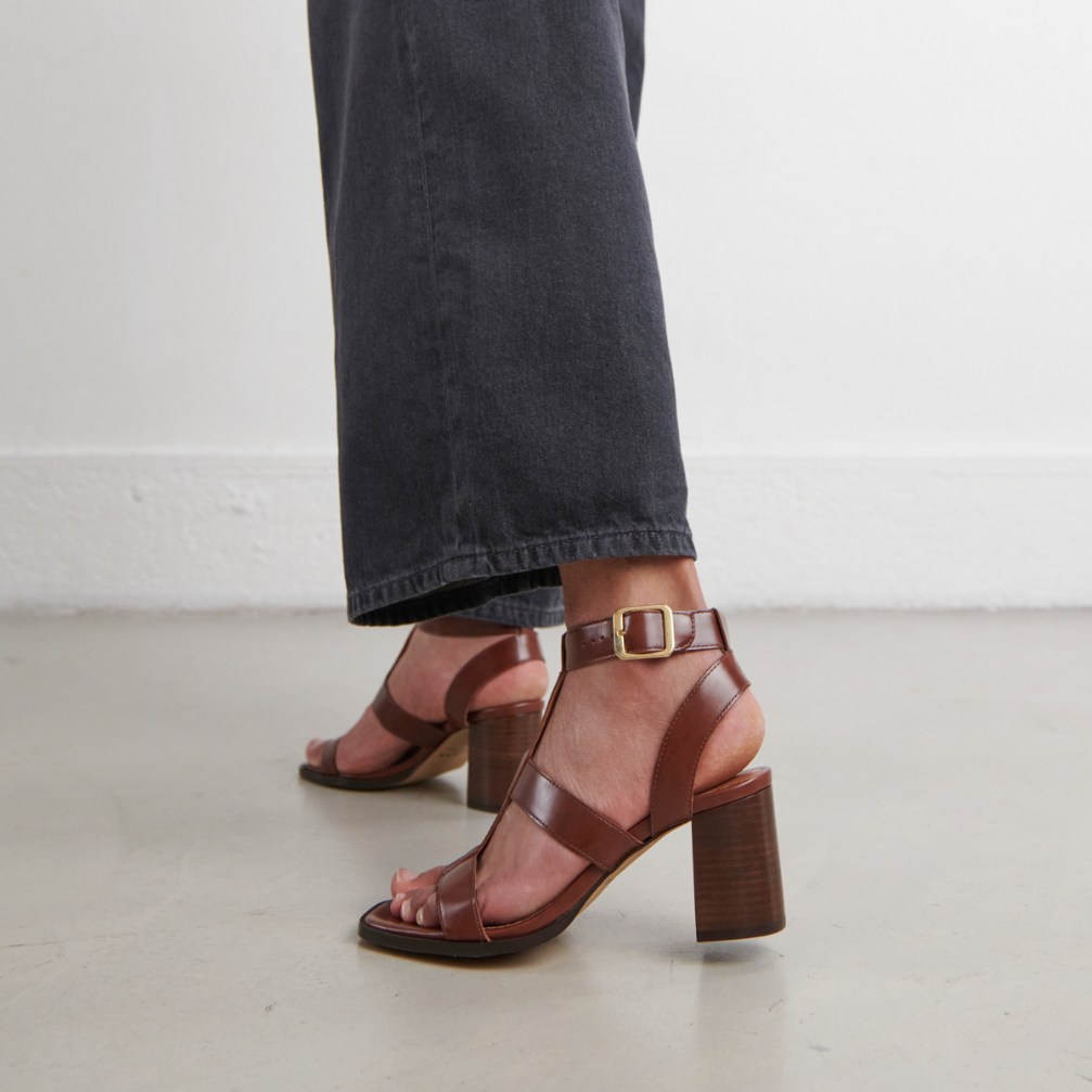 Jonak Vilma Heeled Sandals, Brown Leather