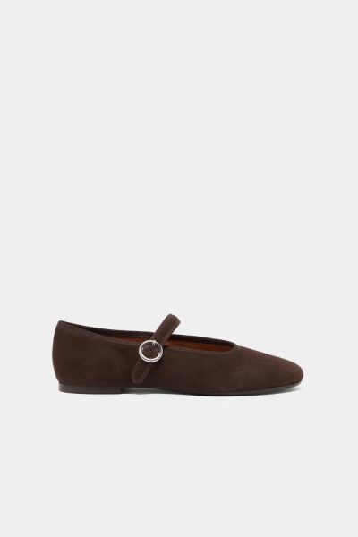 Jonak Deesse Ballet Flats, Dark Brown Velvet.
