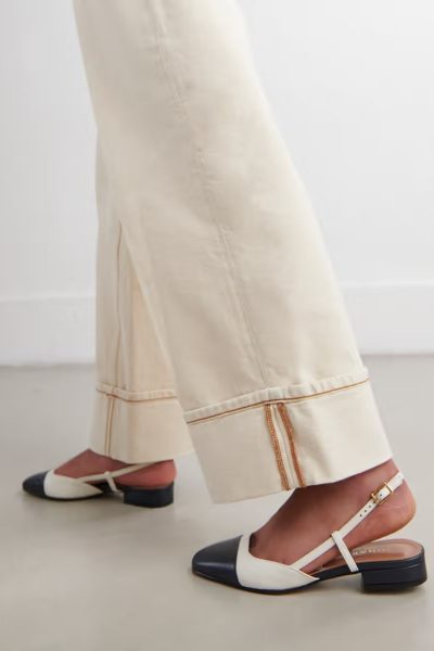 Alternative view of Jonak Dhapou Slingback Ballet Flats, Navy & Ecru Leather