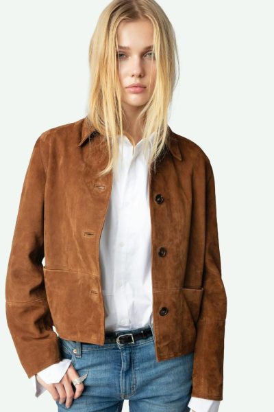 Zadig & Voltaire Lessa Suede Leather Jacket,