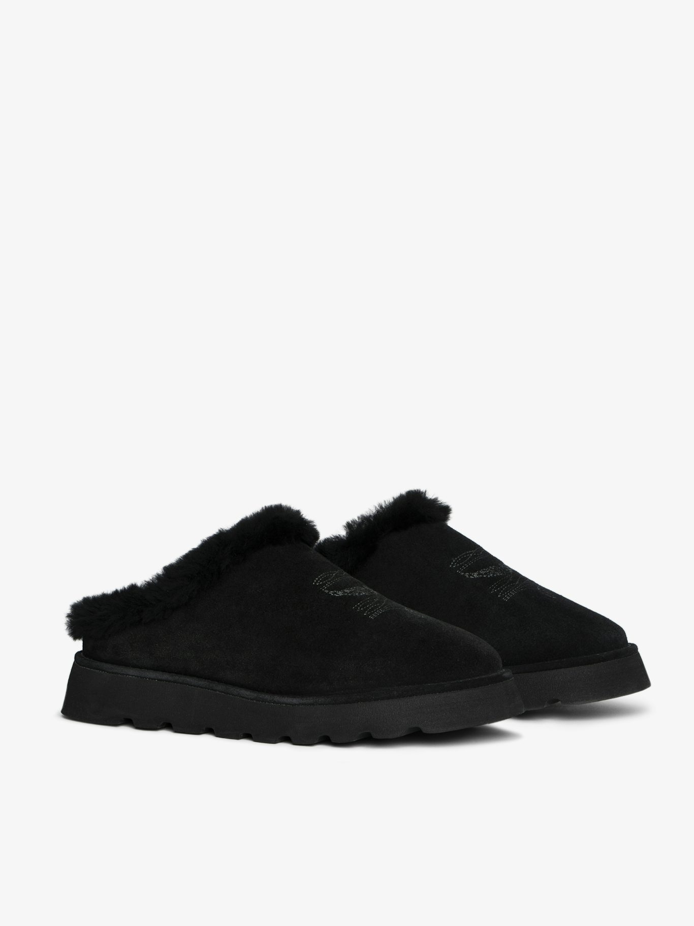 Zadig & Voltaire Teddy Shearling Mules, Black.