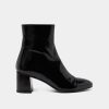 Jonak Doniama Heeled Boots, Black Pleated Patent.