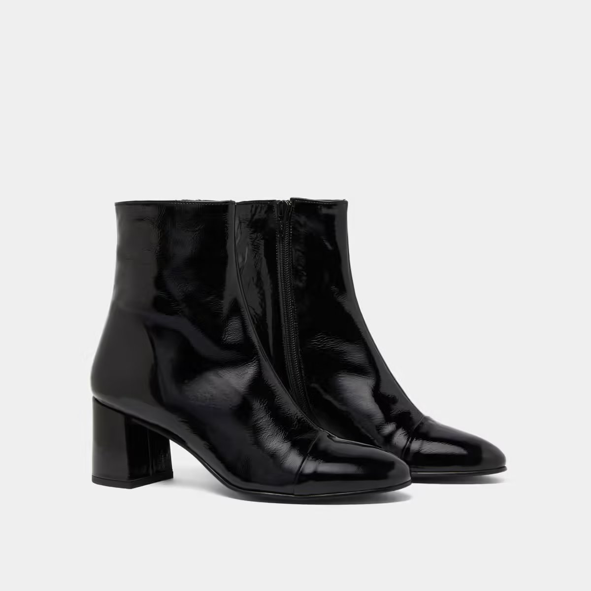 Jonak Doniama Heeled Boots, Black Pleated Patent.