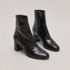 Jonak Doniama Heeled Boots, Black Pleated Patent.