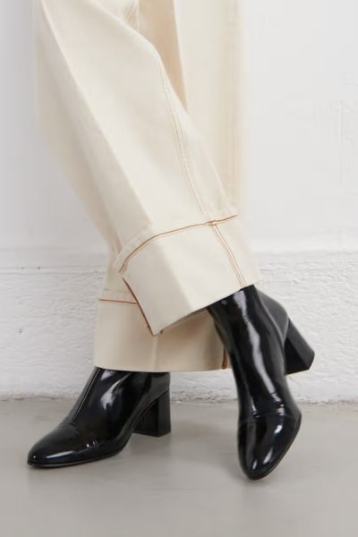 Jonak Doniama Heeled Boots, Black Pleated Patent.