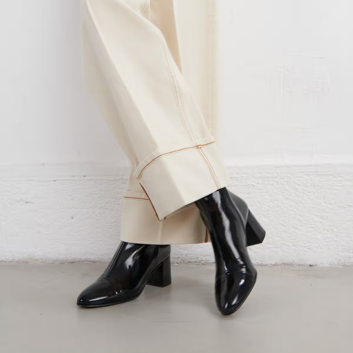 Jonak Doniama Heeled Boots, Black Pleated Patent.