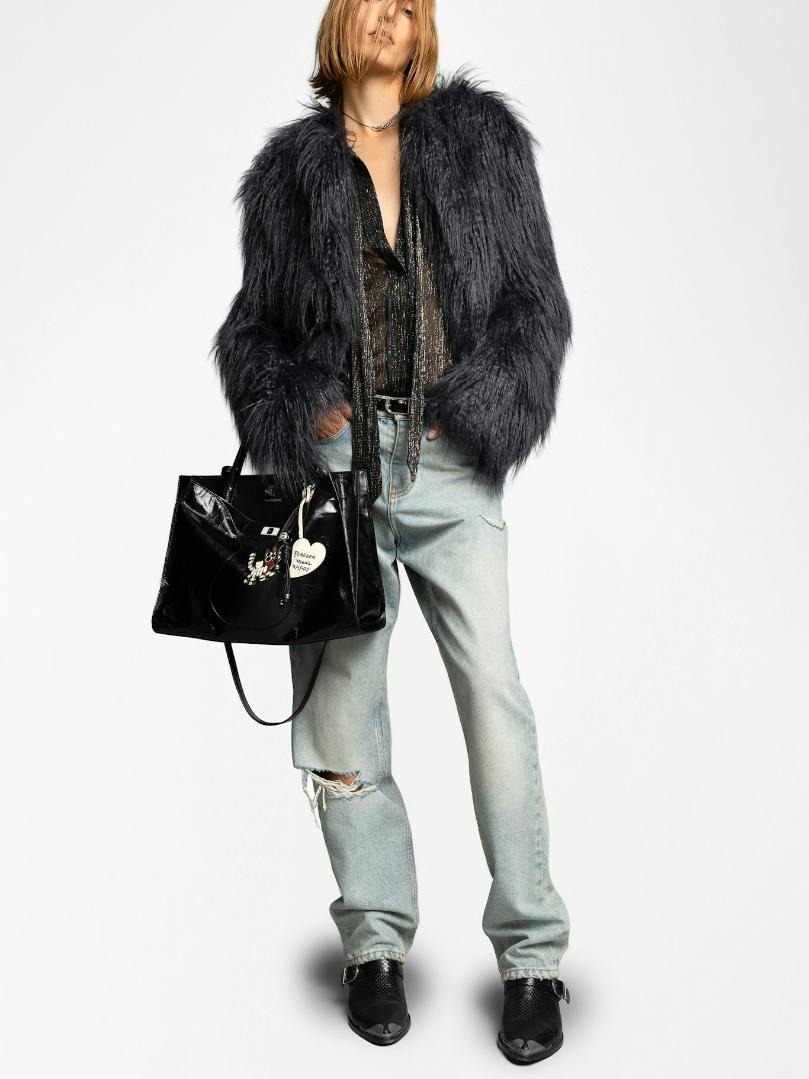 Zadig & Voltaire Jack Vintage Patent Bag, Black.