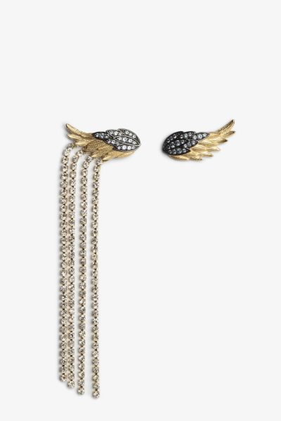 Zadig & Voltaire Rock Feather Earrings, Matt Gold.