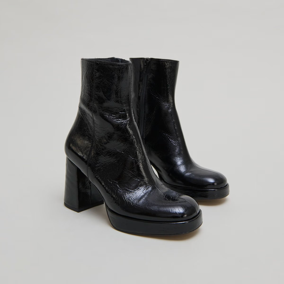 Jonak Voris Platform Boots, Black Leather.