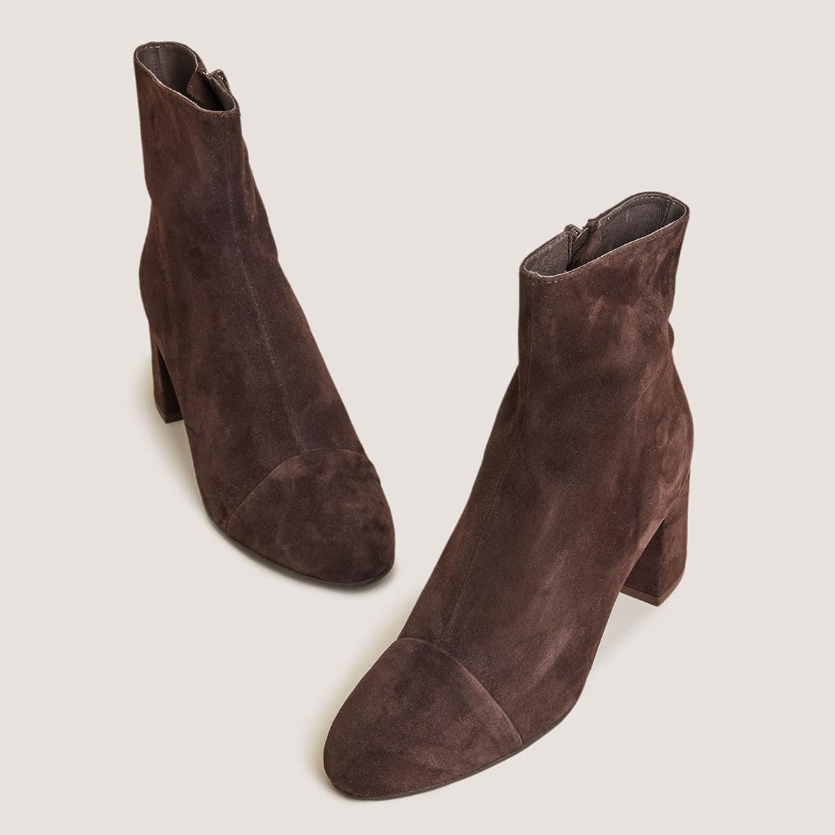 3400165-24 (5) Jonak Doniama Heeled Boots, Dark Brown Velvet.