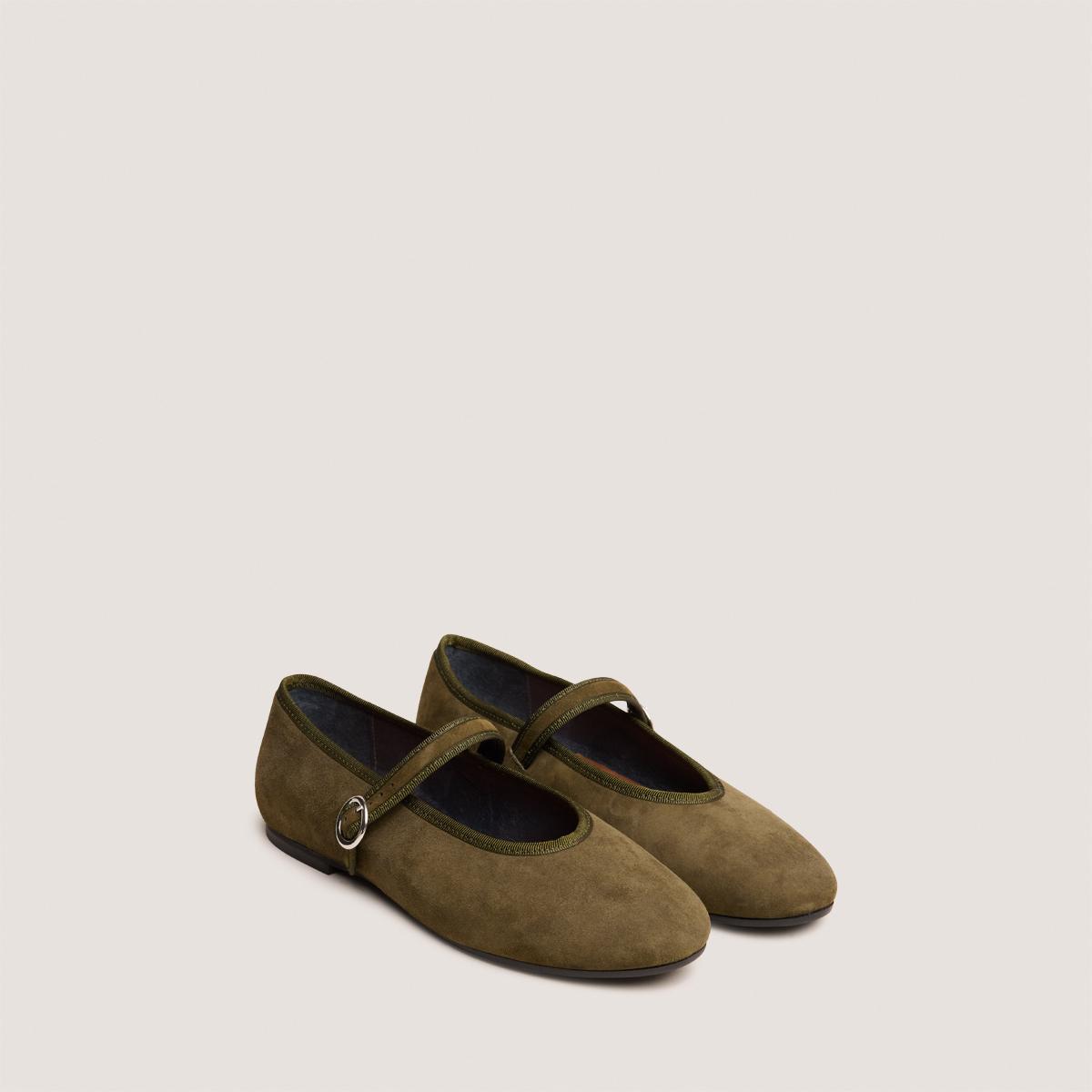Jonak Deesse Ballet Flats, Kaki Leather
