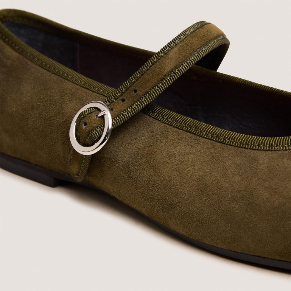 Jonak Deesse Ballet Flats, Kaki Leather