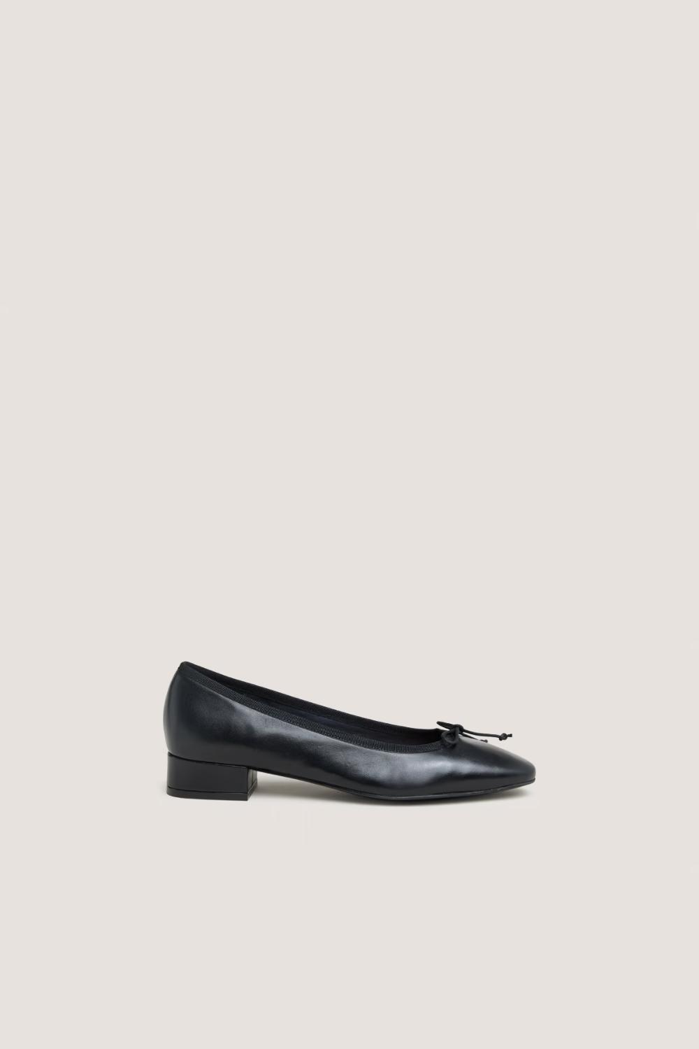 Jonak Dadou Heeled Ballet Flats, Black Leather.