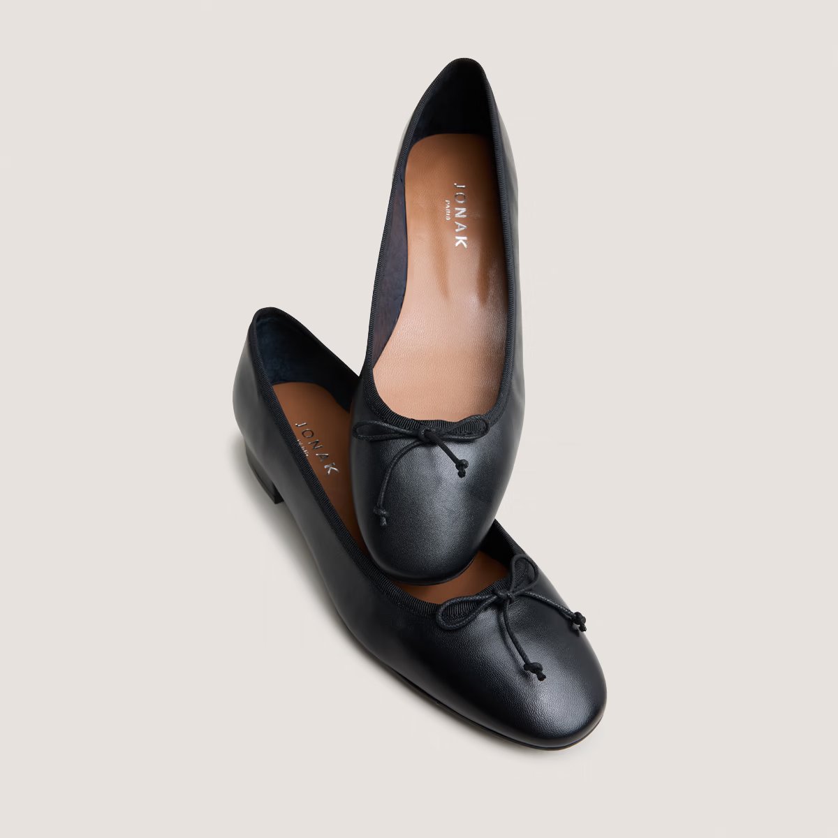Jonak Dadou Heeled Ballet Flats, Black Leather.