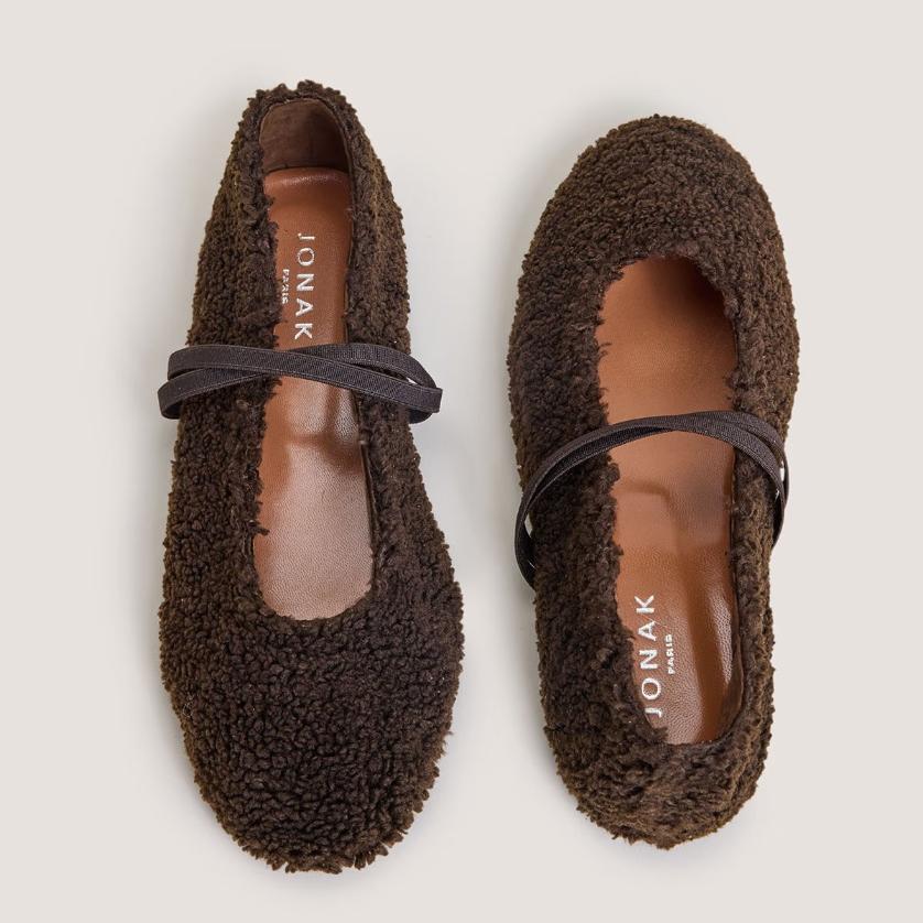 Jonak Duvet Ballet Flats, Dark Brown Fleece