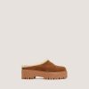 Jonak Ralf Mules, Tobacco Split Leather and Beige Fleece