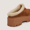 3900210-379 (3) Jonak Ralf Mules, Tobacco Split Leather and Beige Fleece