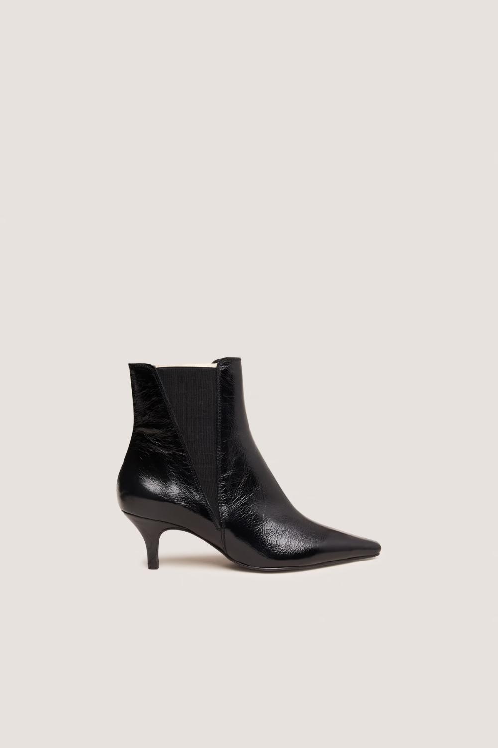 Jonak Borgia Heeled Ankle Boots, Black Shiny Leather