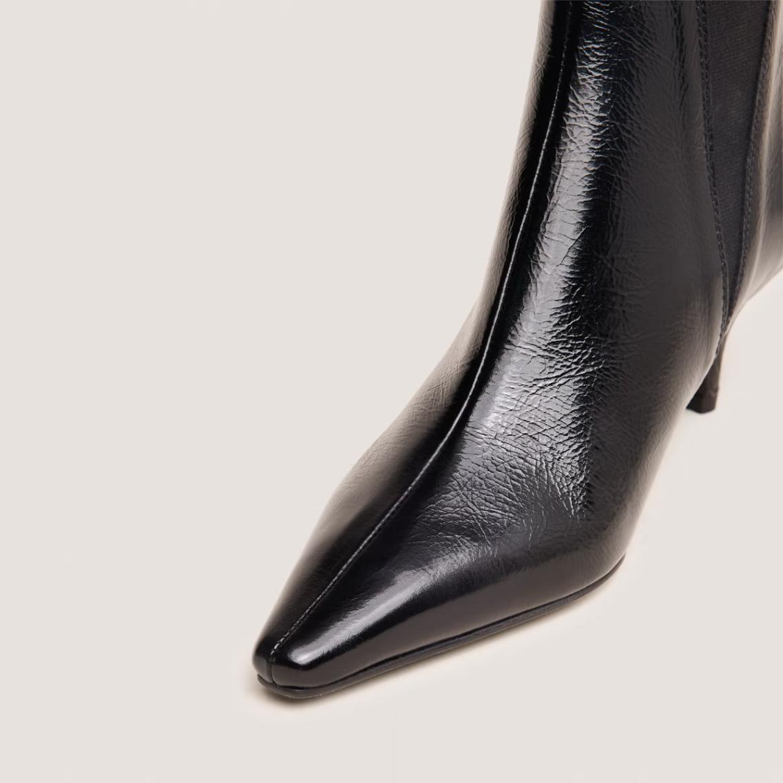 Jonak Borgia Heel Ankle Boots, Black Shiny Leather