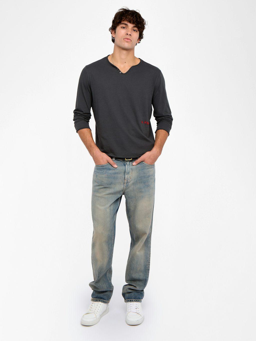 Zadig & Voltaire Monastir Henley T-Shirt, Carbone.