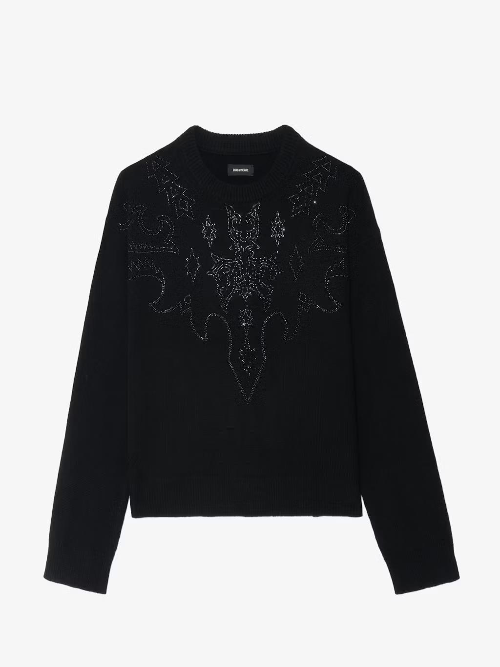 KWSW02841_BLACK_68cd5a6a8eedc Zadig & Voltaire Markuz Cashmere Sweater, Black.