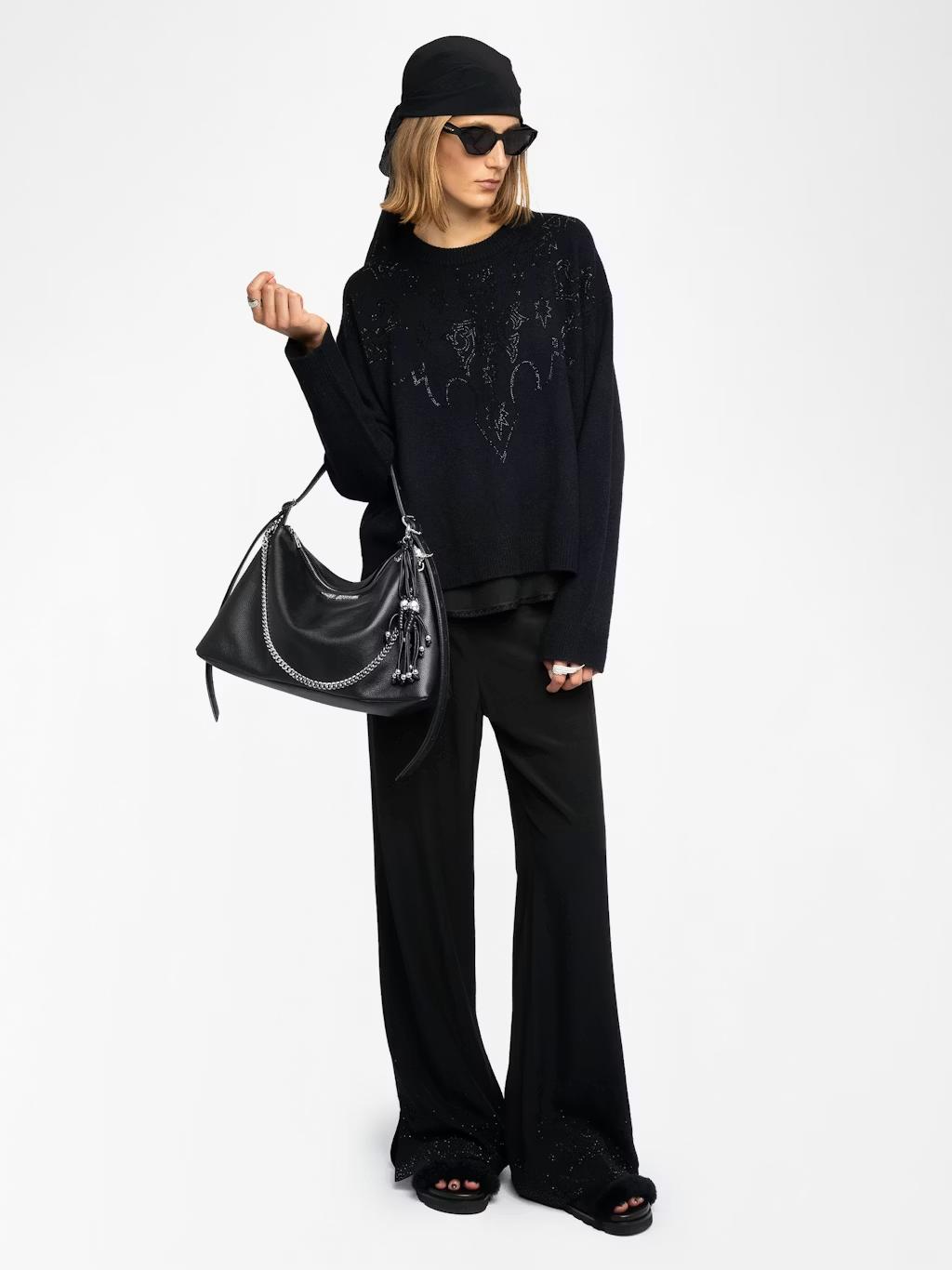 KWSW02841_BLACK_ADDI_1_68cc06d4e2cf0 Zadig & Voltaire Markuz Cashmere Sweater, Black.