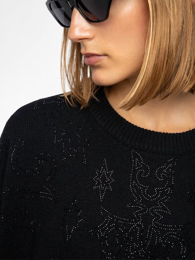 KWSW02841_BLACK_HOVER_68cc06e7074ed Zadig & Voltaire Markuz Cashmere Sweater, Black.