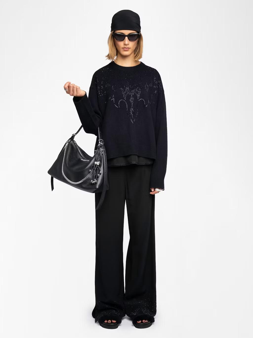 KWSW02841_BLACK_SHOOTING_68cc06dddc3b6 Zadig & Voltaire Markuz Cashmere Sweater, Black.