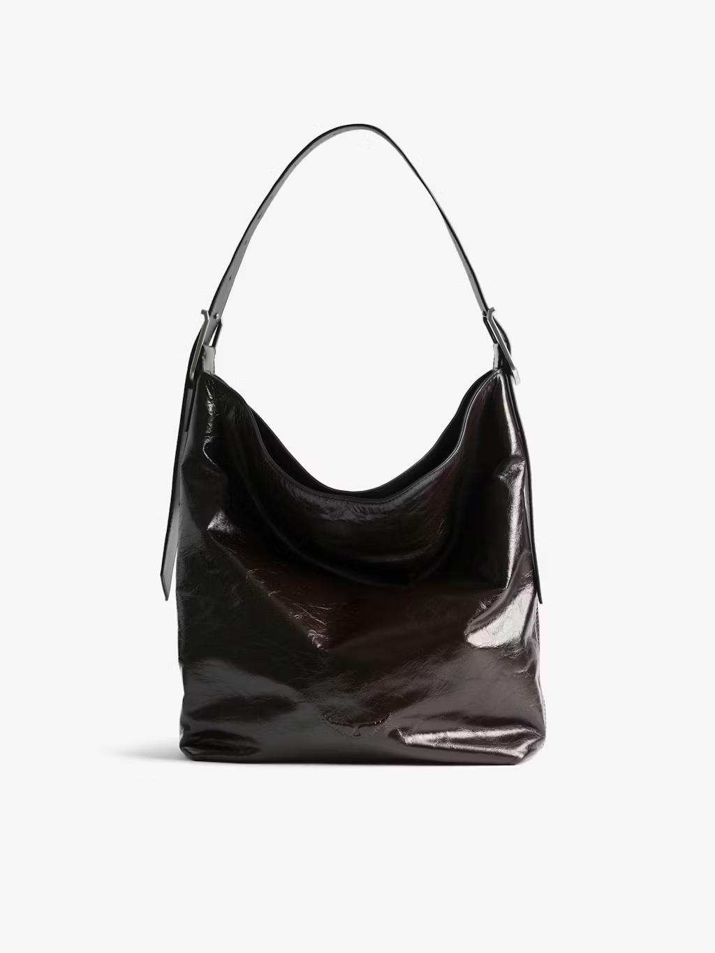 Zadig & Voltaire Jane Hobo Vintage Patent Bag, Brownie