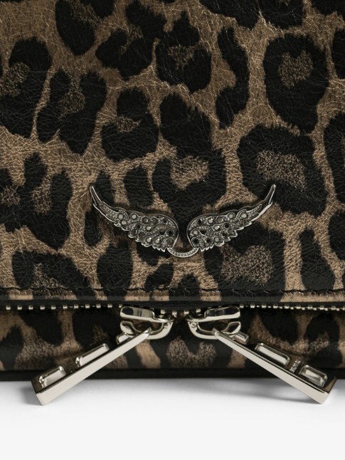 Zadig & Voltaire Rock Nano Metal Leopard Clutch, Silver.