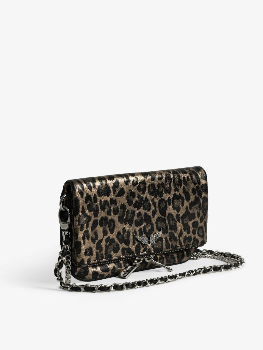 Zadig & Voltaire Rock Nano Metal Leopard Clutch, Silver.