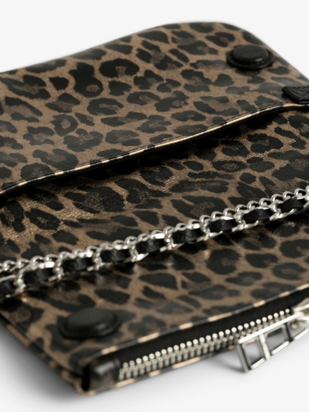 Zadig & Voltaire Rock Nano Metal Leopard Clutch, Silver.