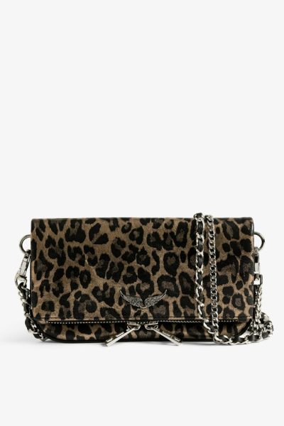 Zadig & Voltaire Rock Nano Metal Leopard Clutch, Silver.
