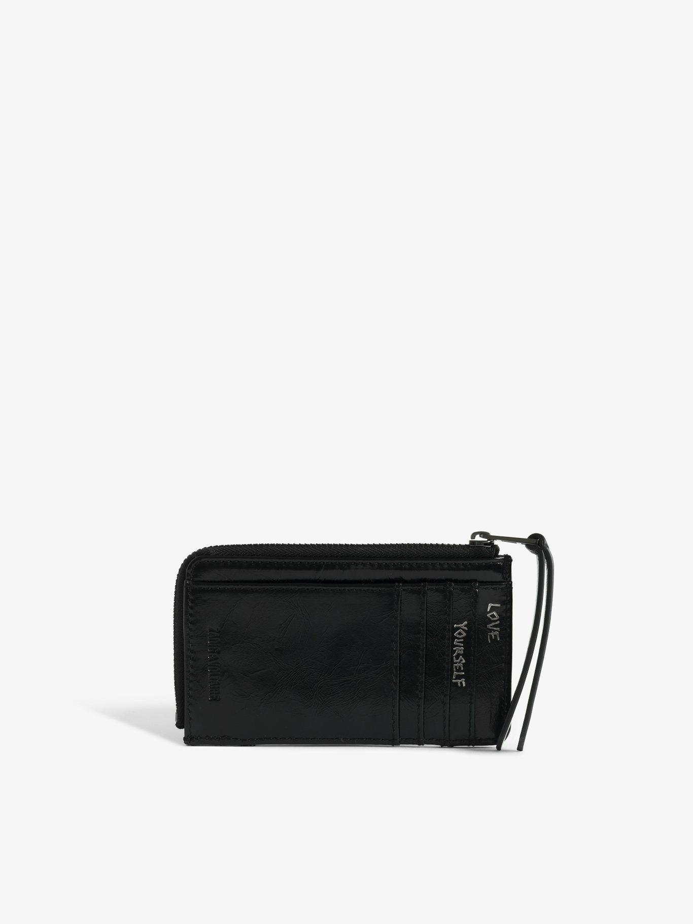 Zadig & Voltaire ZV Card Vintage Patent Studs Card Wallet, Black.