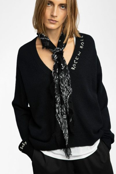 Zadig & Voltaire Nuage Bandana Scarf, Black.