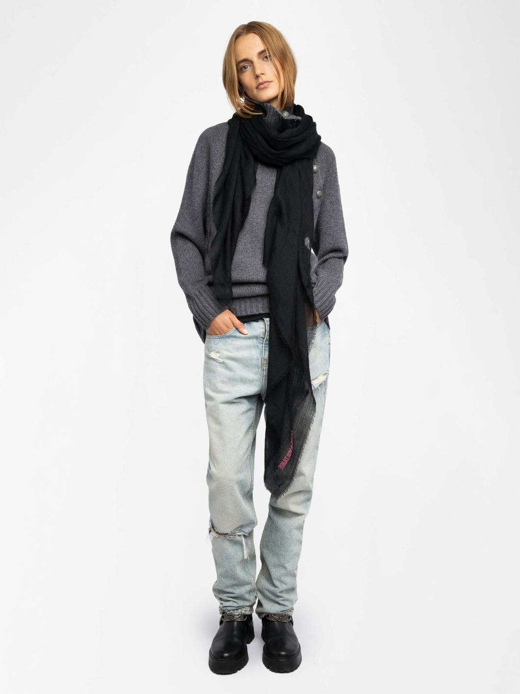 Zadig & Voltaire Nuage Scarf, Black.