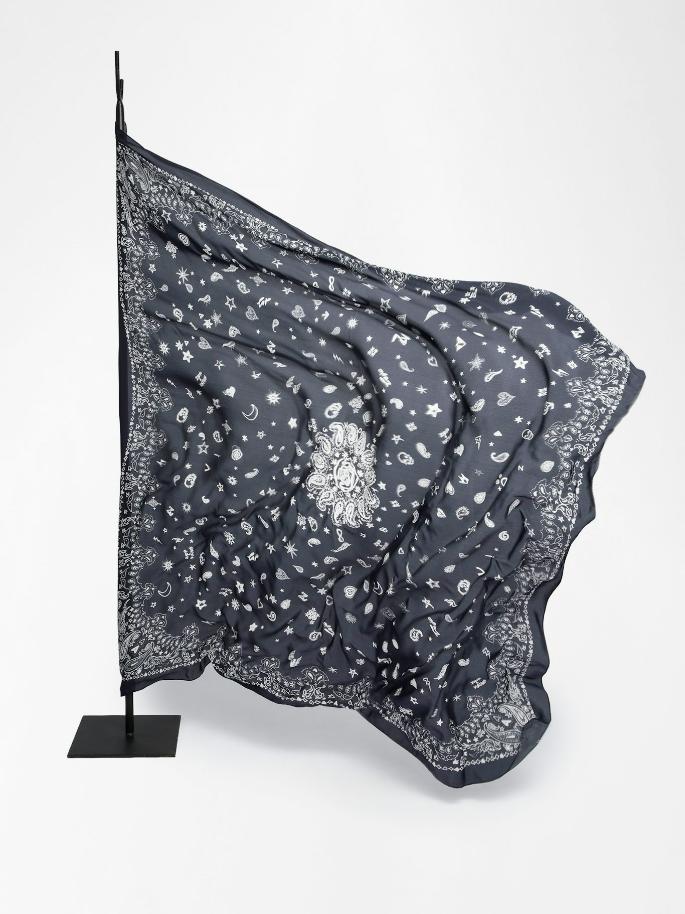 Zadig & Voltaire Blondie Bandana 130 Scarf, Black.