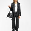 Zadig & Voltaire Valse Leather Blazer, Black.
