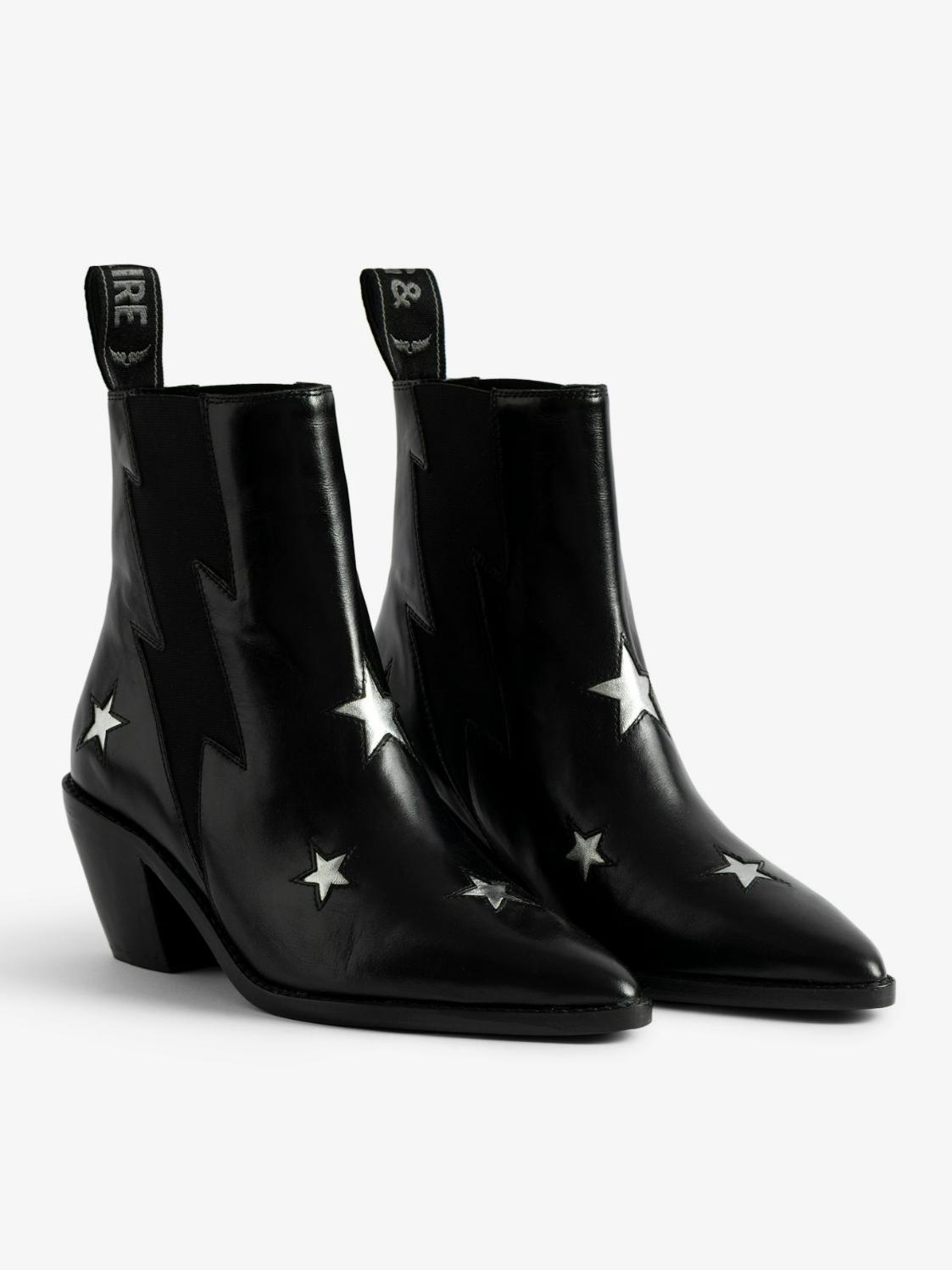 Zadig & Voltaire Tyler Stars Ankle Boots, Black.