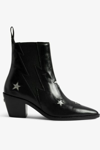 Zadig & Voltaire Tyler Stars Ankle Boots, Black.