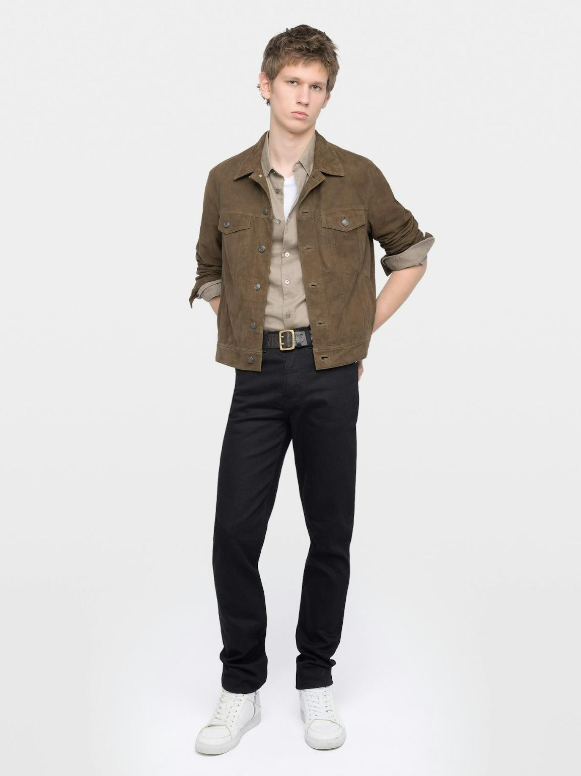 Zadig & Voltaire Bases Suede Leather Jacket, Moss.
