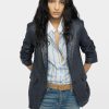 Zadig & Voltaire Valse Leather Blazer, Encre.