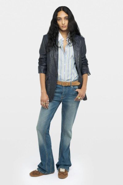 Zadig & Voltaire Valse Leather Blazer, Encre.
