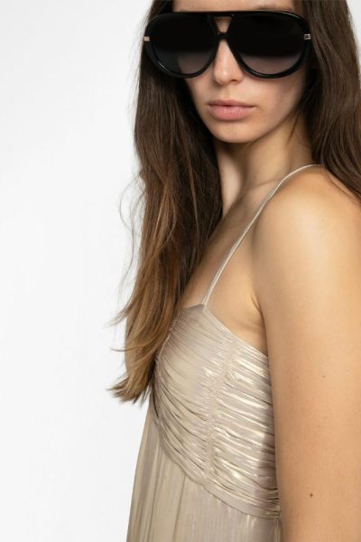 Zadig & Voltaire Rippie Satin Dress, Gold.