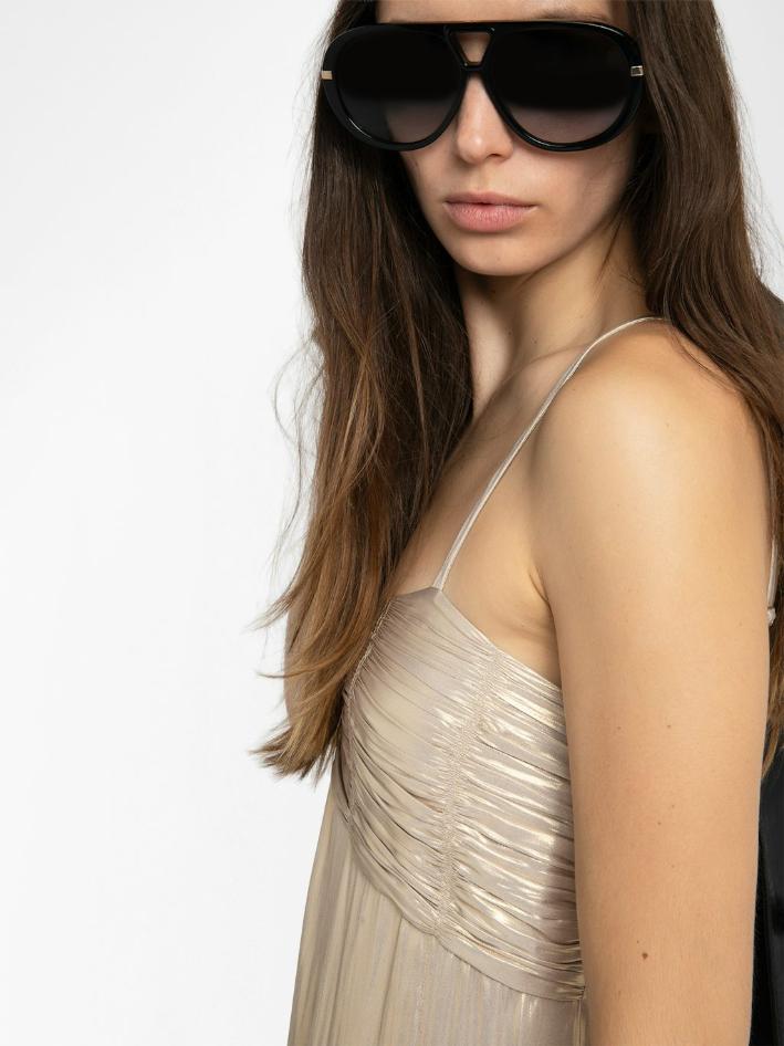 Zadig & Voltaire Rippie Satin Dress, Gold.