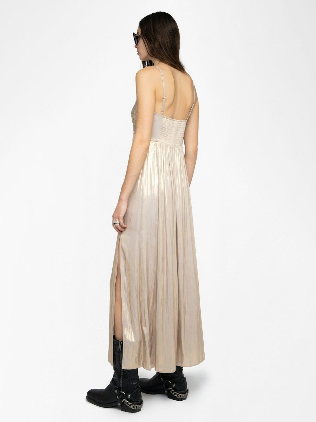 Zadig & Voltaire Rippie Satin Dress, Gold.
