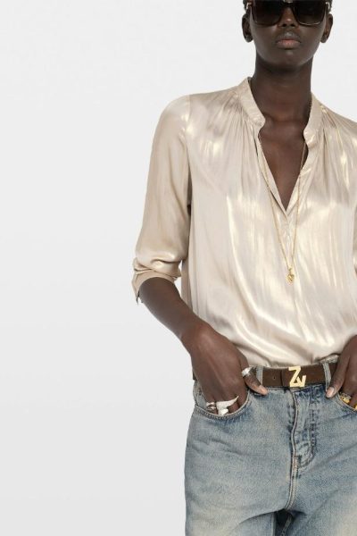 Zadig & Voltaire Satin Tink Blouse, Gold.